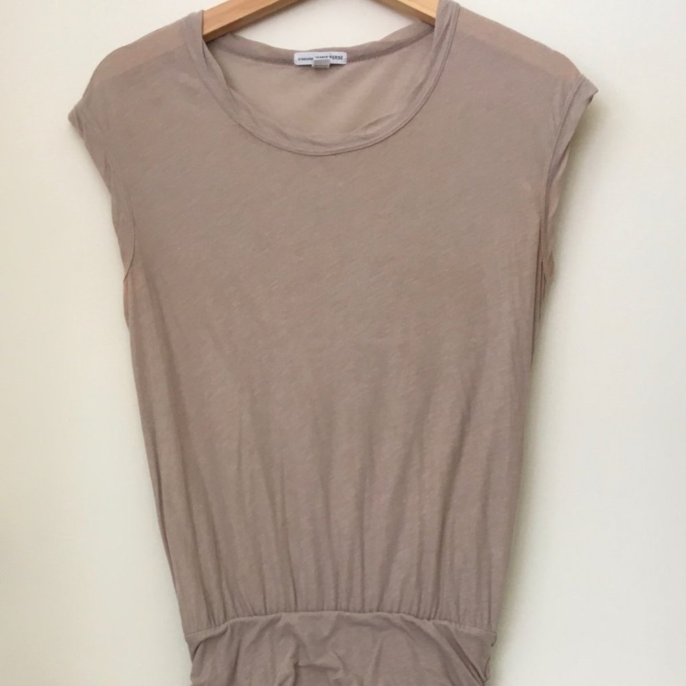 James Perse Nude Ruched Cap Sleeve Mini Dress Sz 0